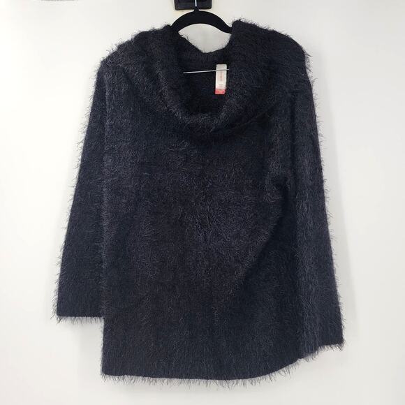 NO BOUNDARIES Black Fuzzy Eyelash Cowl Neck Sweater Womens Size XXL - Picture 1 of 3